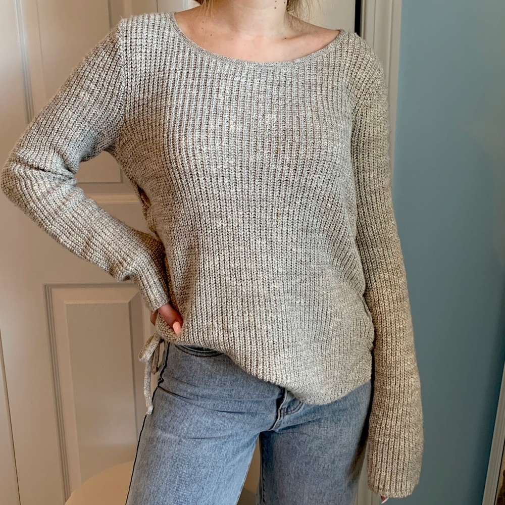 AMERICAN EAGLE Grey Side Tie Detail Sweater